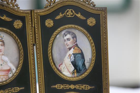 A set of four late 19th / early 20th century French painted miniatures of Napoleon and family,